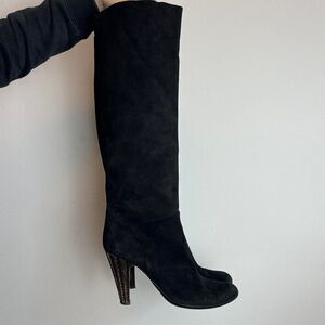 Vintage Y2K Vicini Black Suede Tall Boots Made in Italy